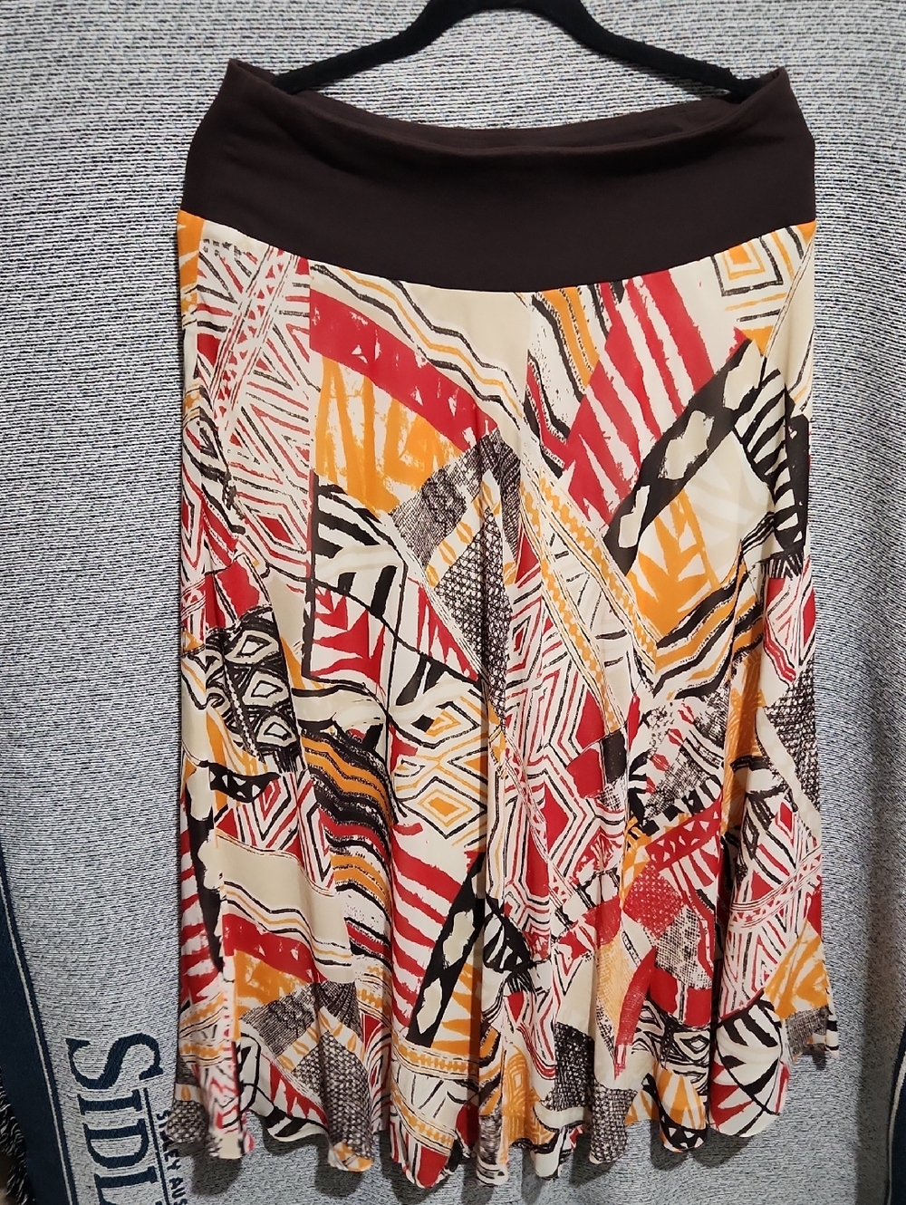 Jones New York Multicolor Geometric Skirt with Brown Waistband
